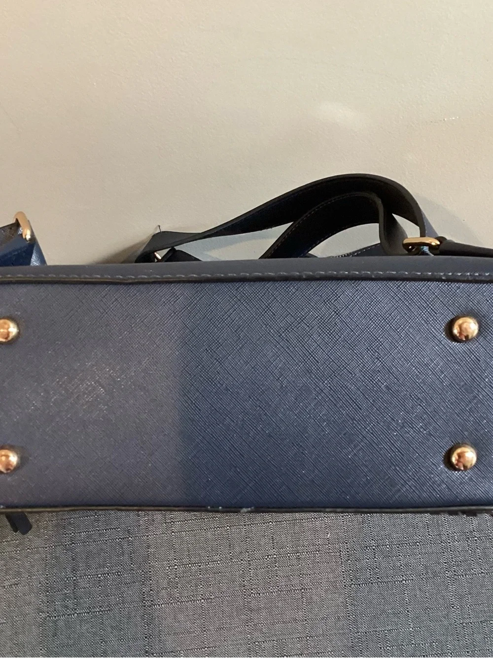 Calpak Navy Leather Backpack with Whipstitch Trim